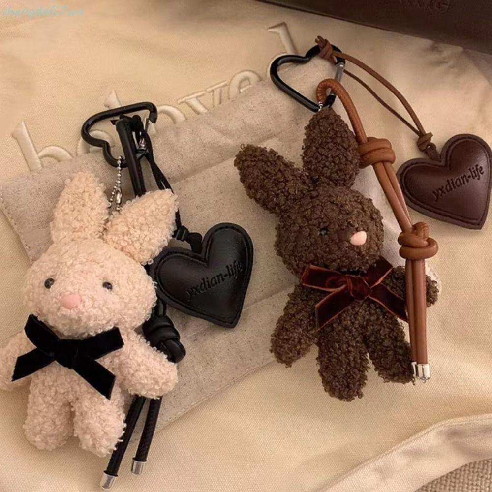 Chaveiro de Coelho de Pelúcia SHENGDA, Laço Macio e Fofo, Pingente de Boneca de Desenho Animado Kawaii