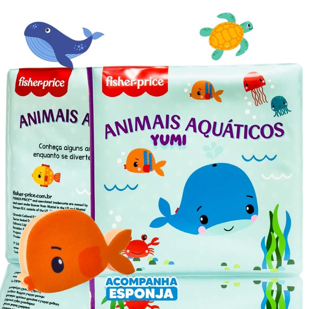 Livro + Esponja : Livrinho Do Bebê Para Hora Do Banho | Leitura Interativa E Sensorial Para Crianças - Animais Aquáticos