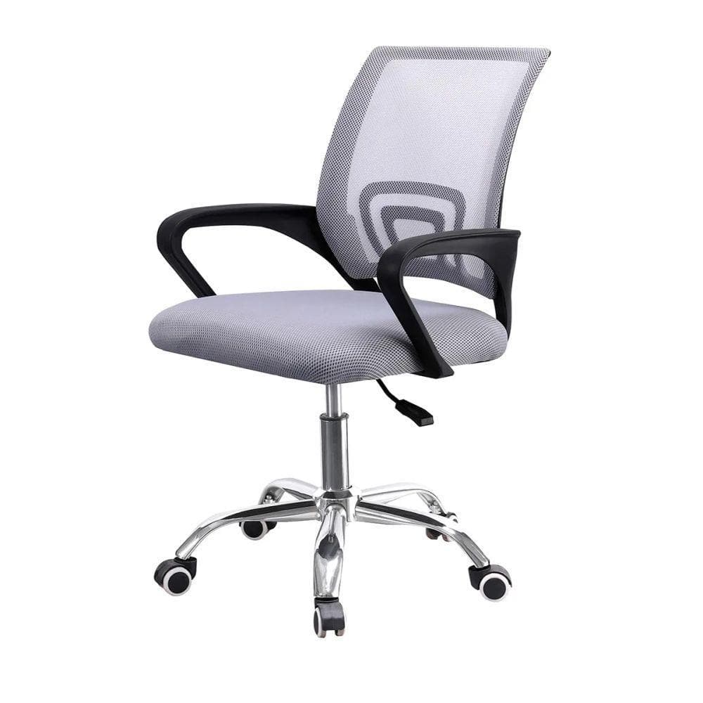 Cadeira de Escritório Cadeira Confortável Ergonômica Tela Mesh Base Cromada Giratória Cinza Reimex