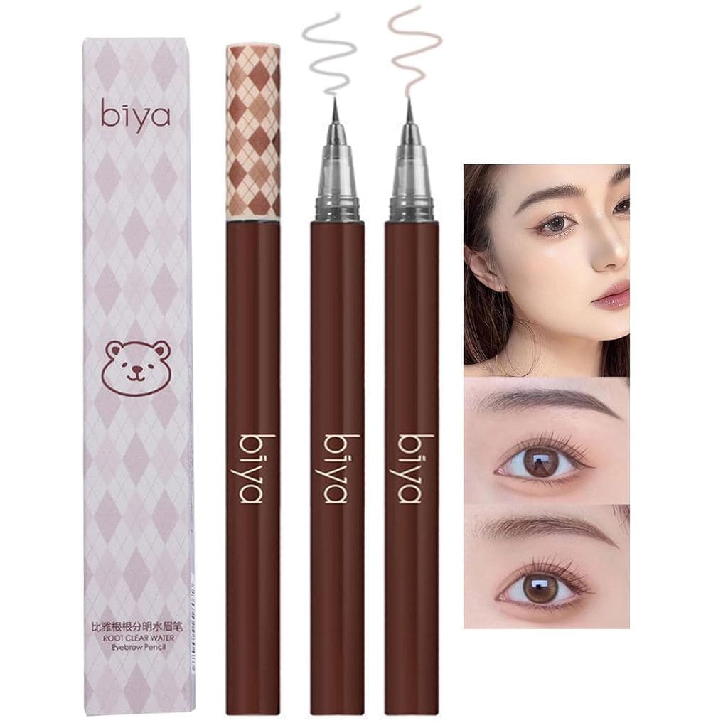 Conjunto de Lápis Líquidos para Sobrancelhas em 2 Cores com Ponta Ultra Afiada, 2 Peças de Caneta Líquida para Sobrancel