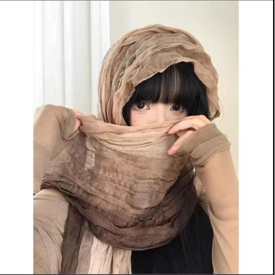 Lenço De Seda Fino Plissado De Gaze Bali Para Mulheres , Proteção Solar Que Muda De Cor Modelar E Roupas