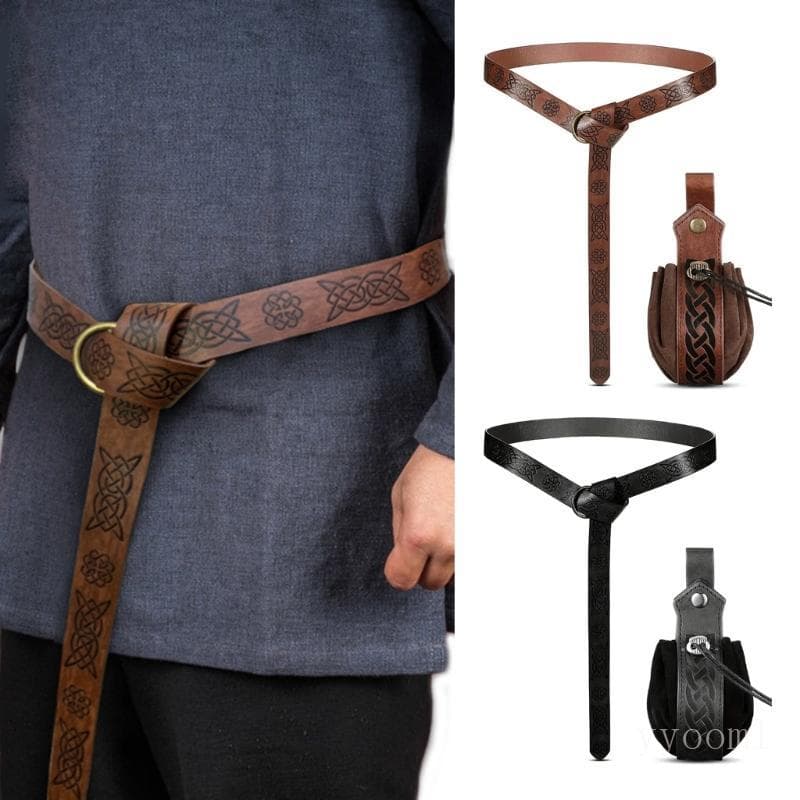 yyooml Medieval Relevo Cinto Saco Conjunto Para Homens Cavaleiros Traje Circular Cintura Moeda Bolsa