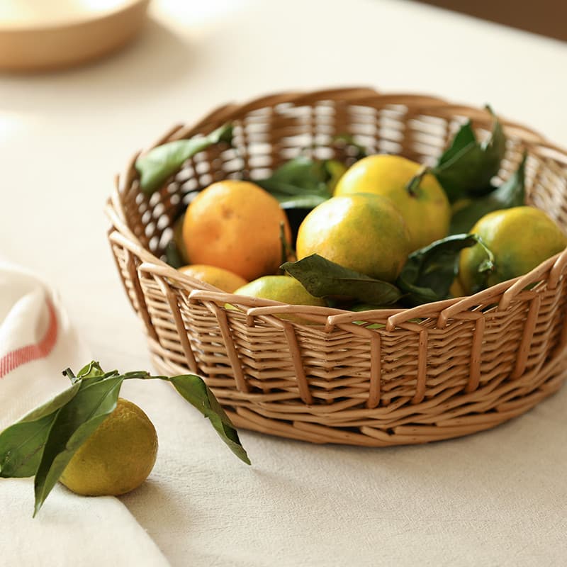 Cesta de armazenamento de vime artesanal, Rattan, frutas, lanches, pão, ovo, pão cozido no vapor, cozinha, mesa, cesta d