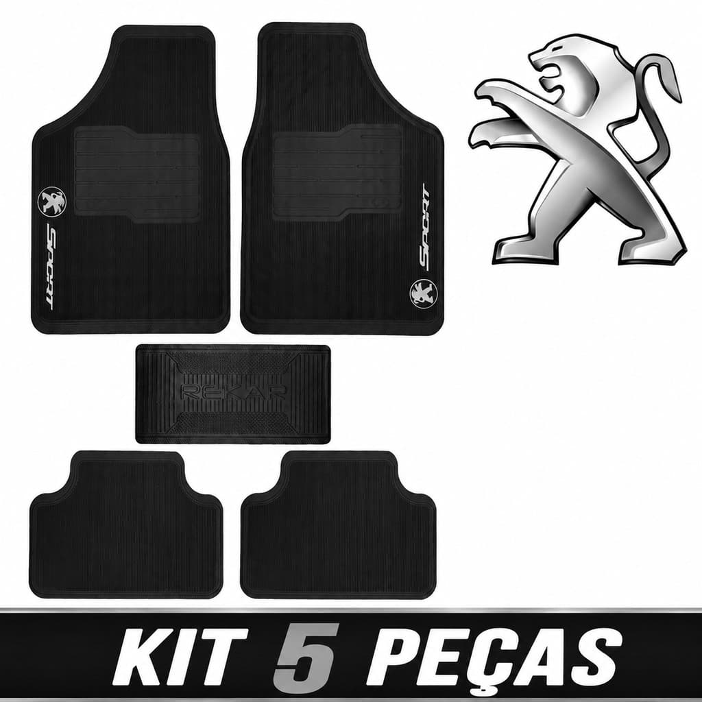 Tapete Borracha Peugeot 5 peças Carro Automotivo Impermeável 206 207 208 2008 206 307 308 408 3008