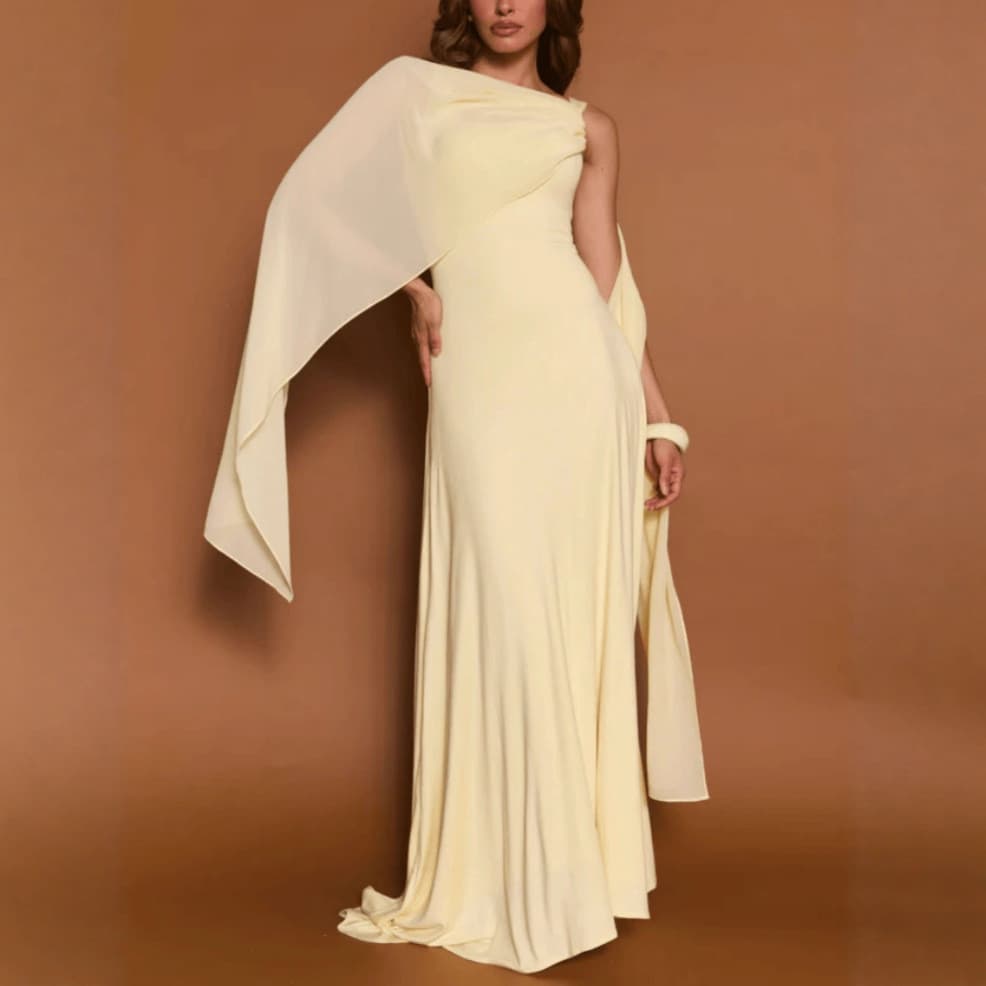 Estação independente Cross-Border europeu americano feminino novo estilo elegante sem alças Streamer vestido Irregular e