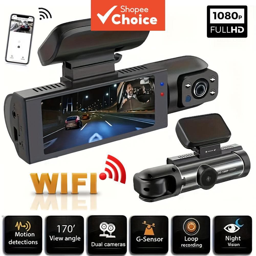 Câmera Veicular Wifi 1080p Dual Frente Interna Câmera IR