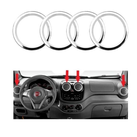 Kit Aplique Entrada Saida Ar Painel Novo Palio 2012 a 2020 Cromado CM0416