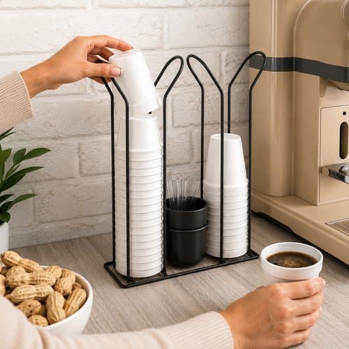 Suporte Organizador Copos Descartaveis Preto Porta Copos Cozinha Escritório