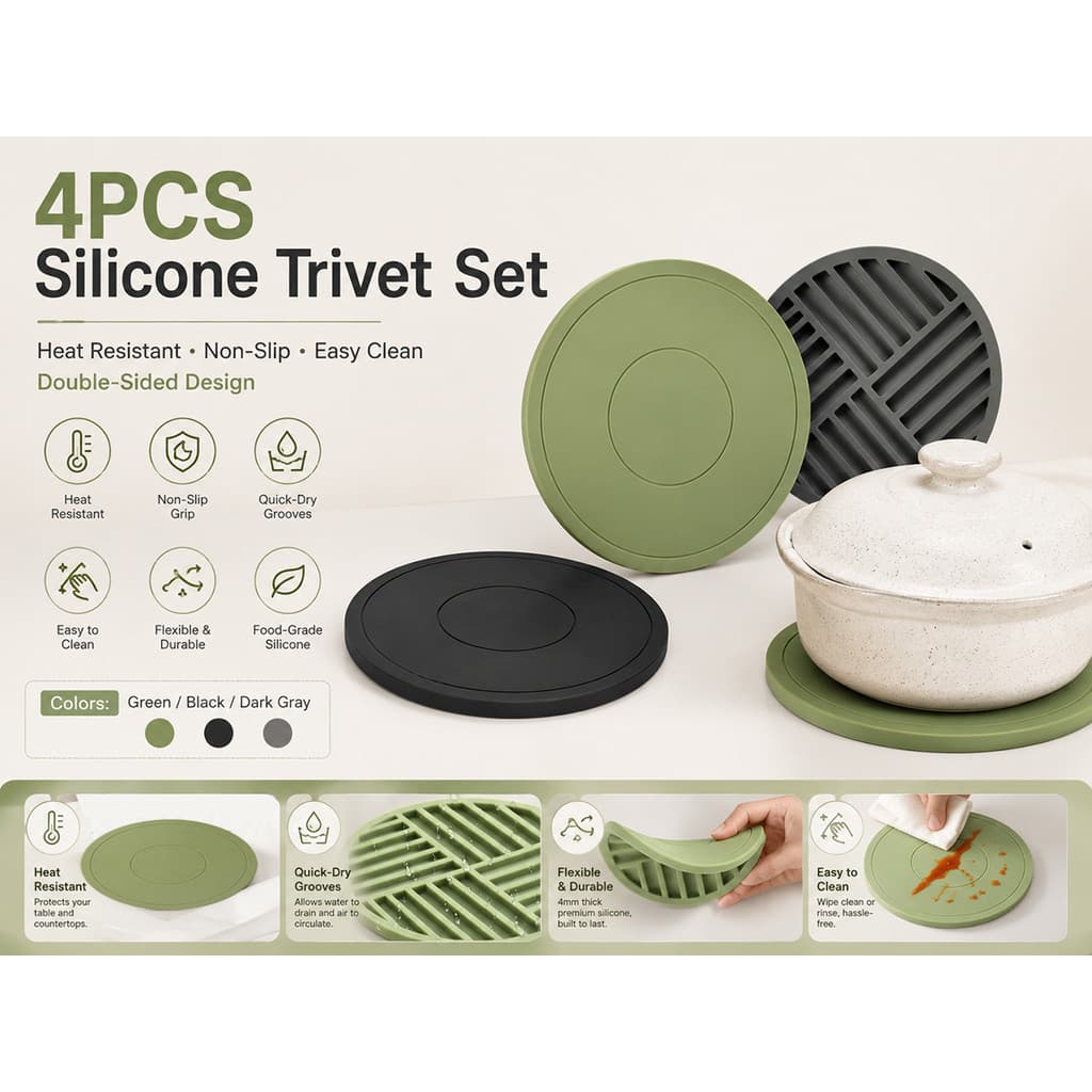 Tapete de bancada antiderrapante anti-escaldante de Silicone espessado redondo, tapete de isolamento térmico de mesa de