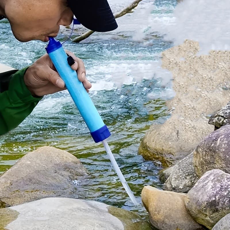 Palha De Filtro De Água Externa-Filtragem De 4 Estágios De 0.01 Mícron , Purificador De Sobrevivência Portátil Para Viag