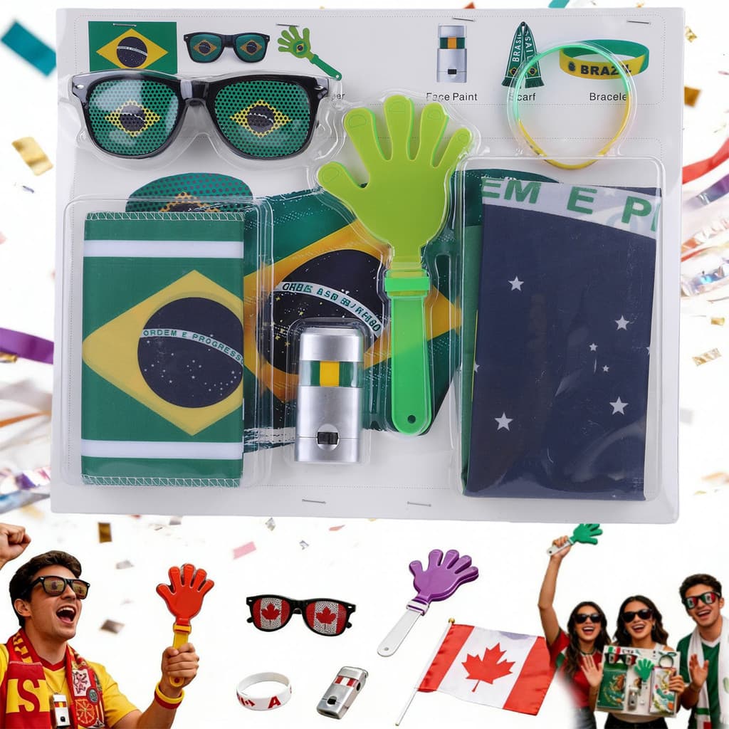 6 Unidades Essenciais Para Comemoração Do Estádio Com Óculos De Sol , Blazer , Pintura Facial E Cachecol Festa Em Bar Es