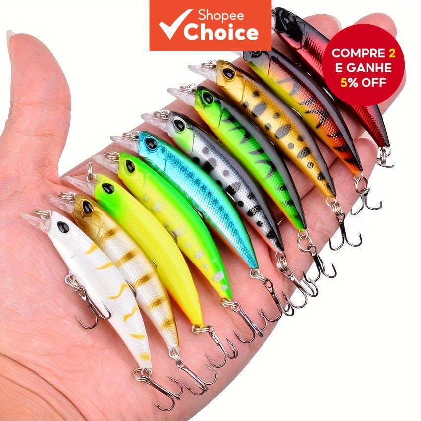 10 Unidades Mini Conjunto De Iscas Minnow Artificiais Equipamento Ao Ar Livre