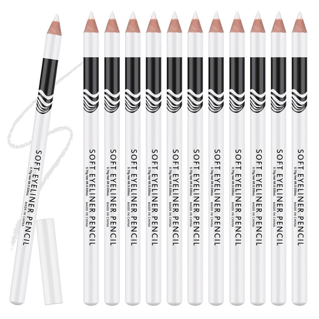 Ownest Conjunto de 12 Lápis Delineadores Brancos, Lápis Delineador Branco Perolado, Lápis Delineador e Sombra com Brilho