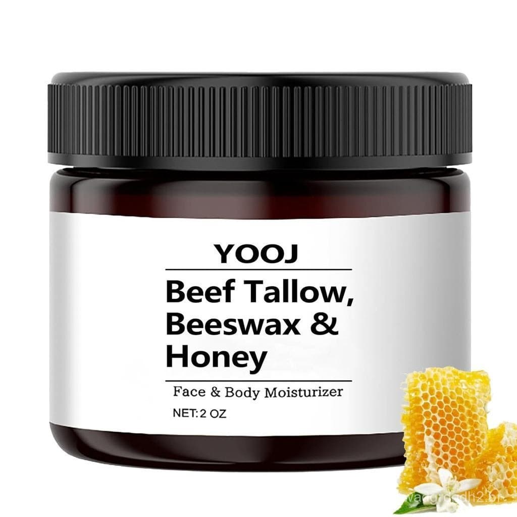 Hidratante Facial YoojBeefTallowBeeswaxandHoney, Bálsamo de Sebo e Mel de 2oz, Hidratante Orgânico de Sebo e Mel para Ro