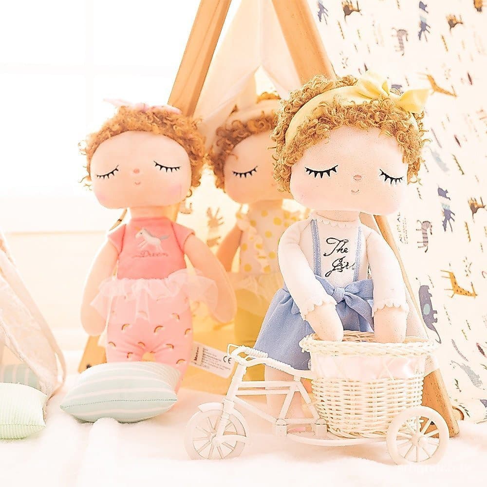 Boneca De Natal Metoo Cute Curly Angela Plush Doll Personalizada PP Cotton Aniversário Toy Kawaii Surpresa Presente