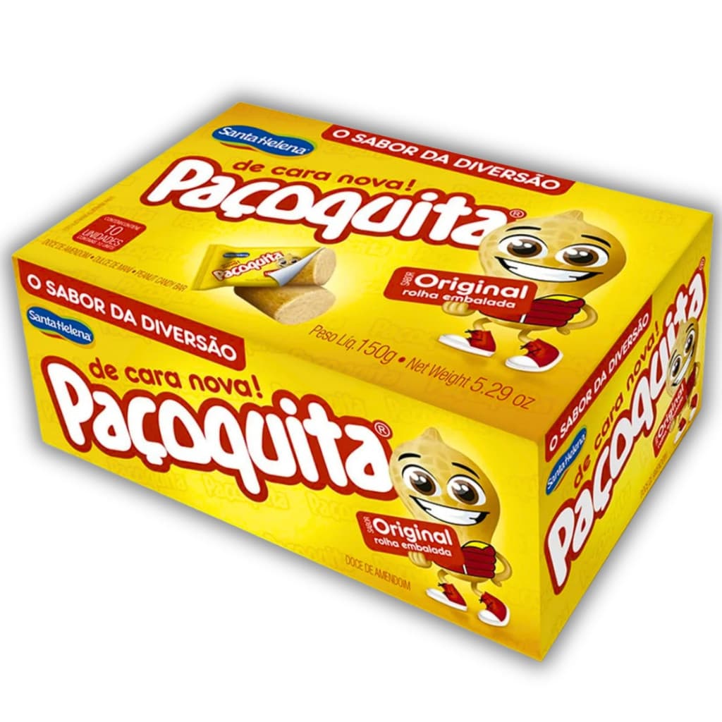 Paçoquita Santa Helena 150g Caixa c/10 Unidades Doce de Amendoim Original Rolha Embalada 150g
