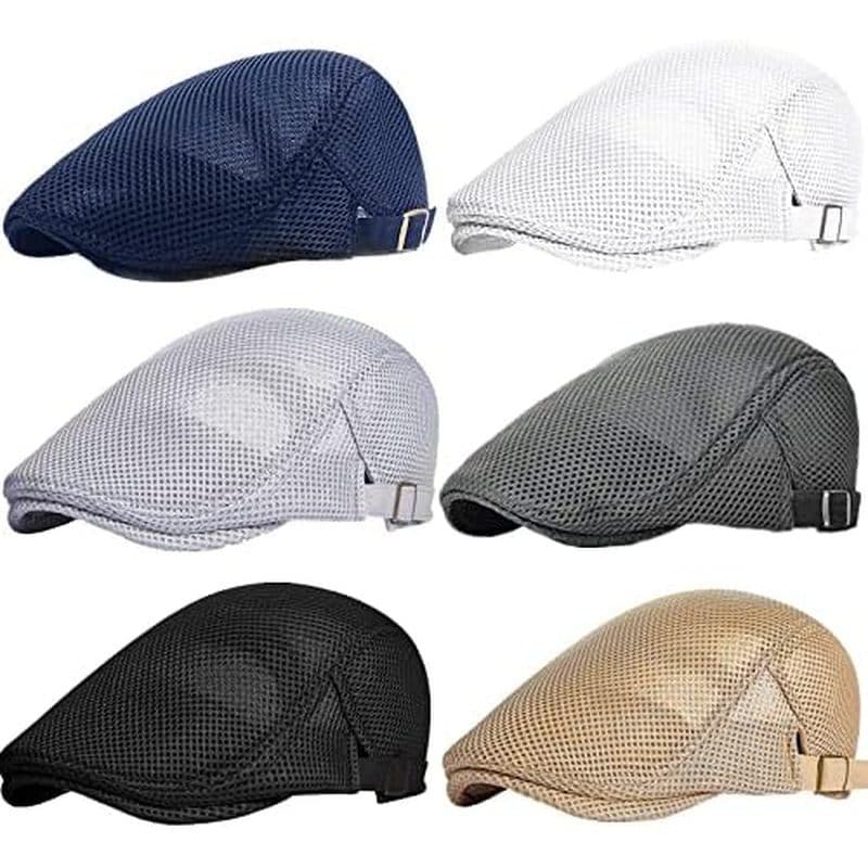Stablerice 4/6 Peças Boné Plano De Malha Masculina Respirável Verão Jornaleiro Chapéu Para Homem Hera Taxista Boinas Hom