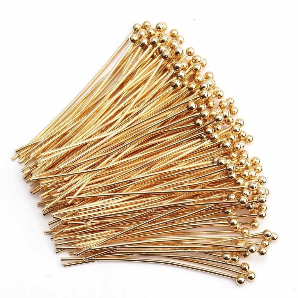 100Pcs/Lot Metal Ball Head Pinos De Cabeça De Bola Ouro Contas De Cobre Ganchos De Agulha Para Jóias De Bricolage Acessó
