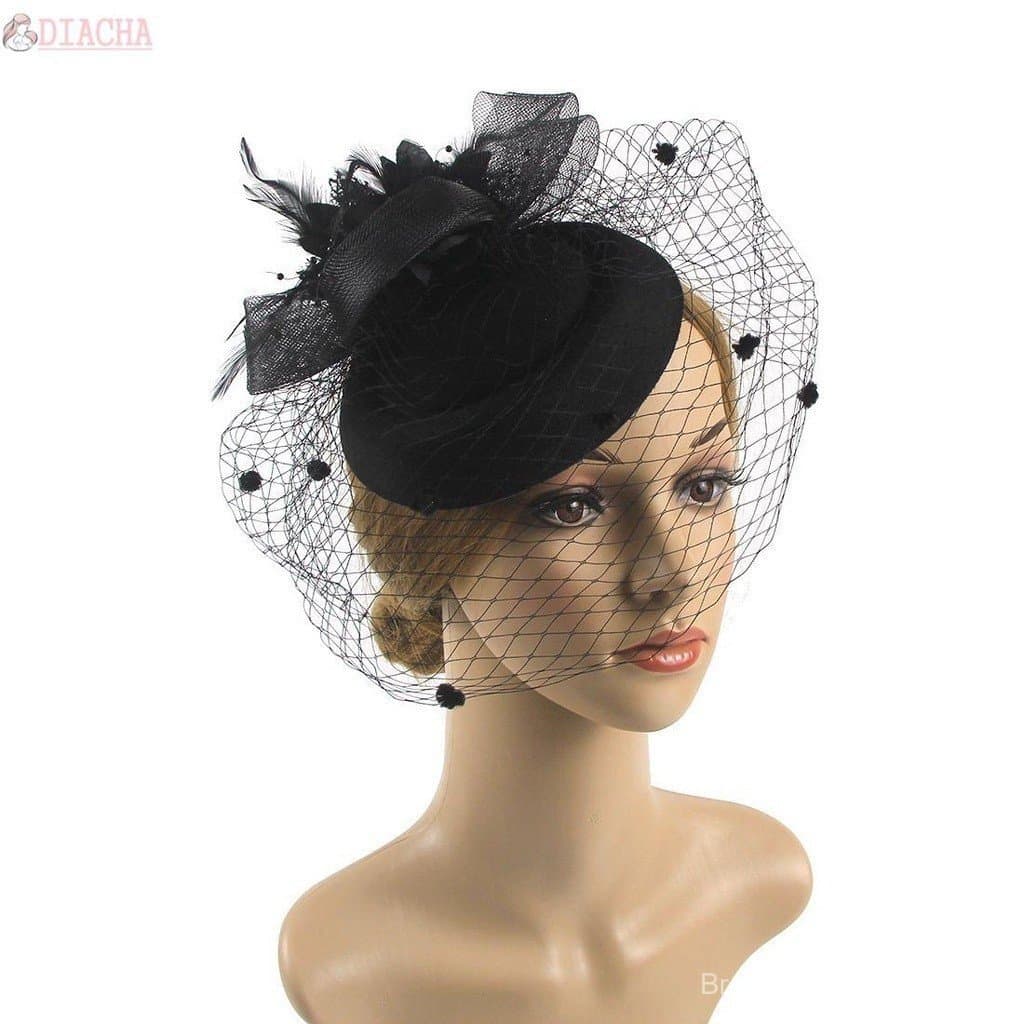 Acessórios de Cabelo: Chapéus Fedora Retrô, Presilhas de Cabelo, Fascinators, Chapéu Feminino de Sinamay com Flor e Véu