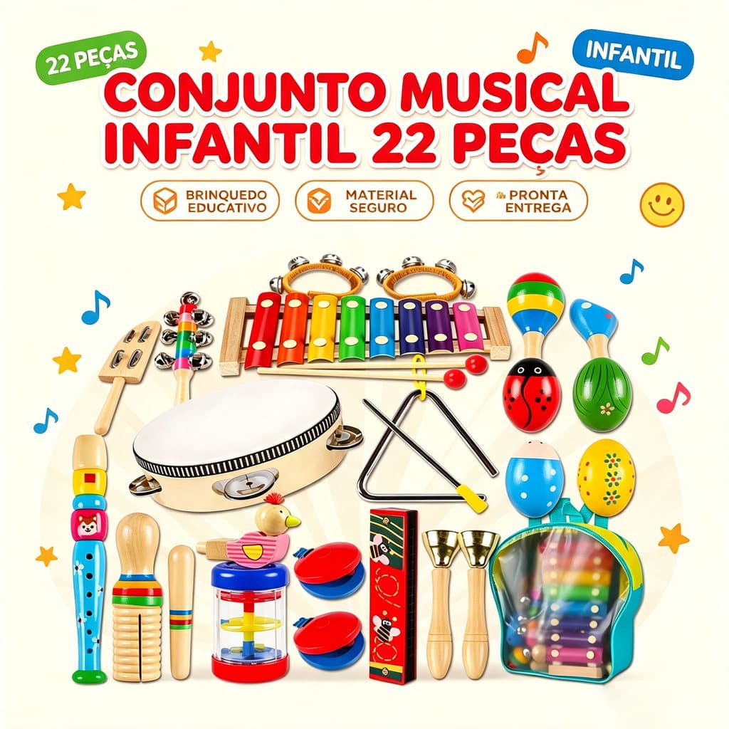 22pcs Brinquedos Educativos Musicais Orff Musicais De Percussão Infantil music Conjunto De Instrumentos  brinquedos
