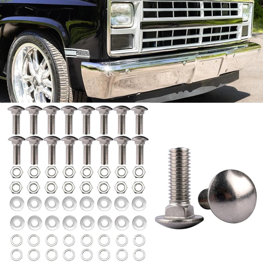 Conjunto de 64 Parafusos – Compatível com Para-choques Dianteiros de 1981-87 e Traseiros de 1973-87 para Caminhões Chevy