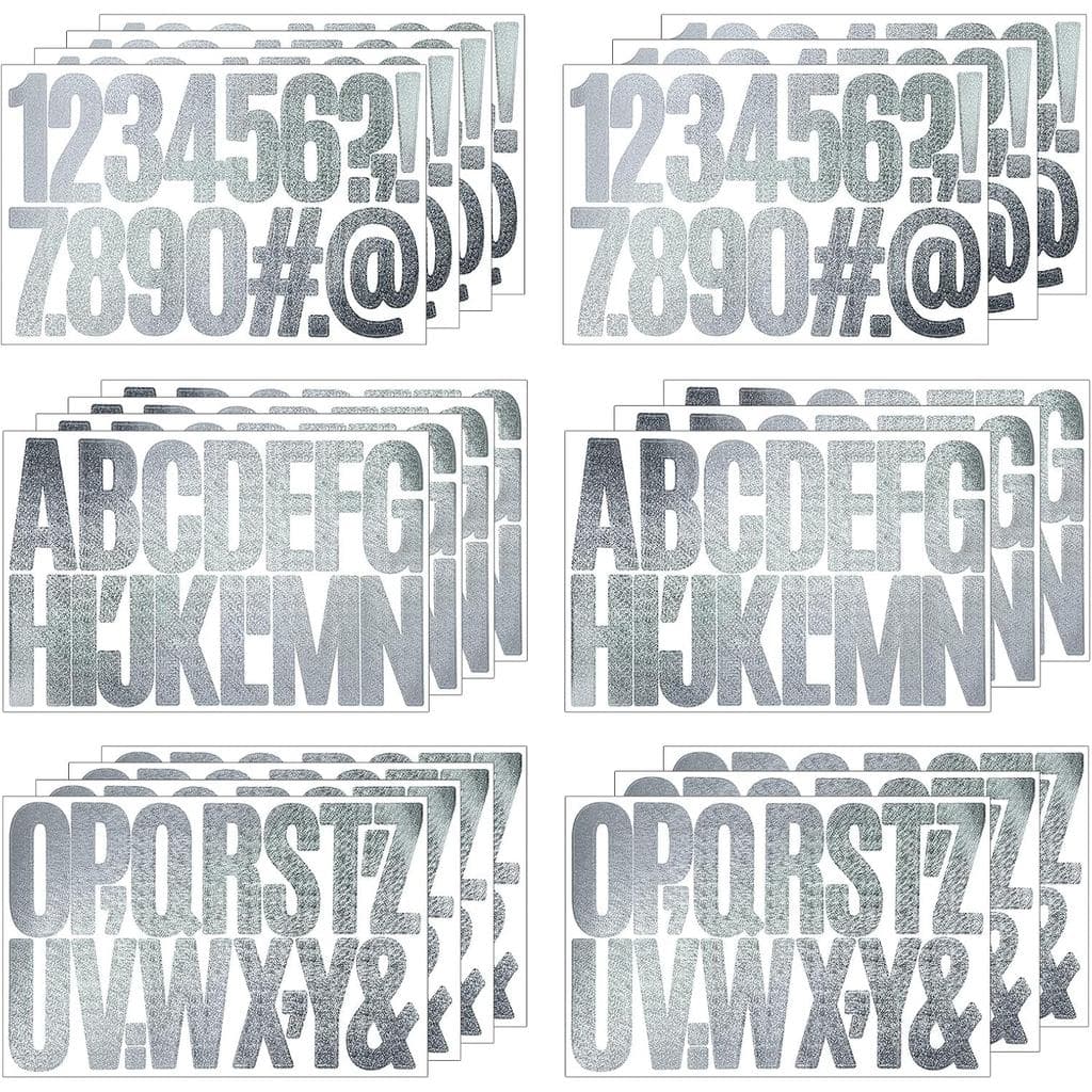 21 Folhas de Adesivos de Letras e Números de 3 Polegadas, 350 Peças de Adesivos de Letras e Números Grandes com Glitter