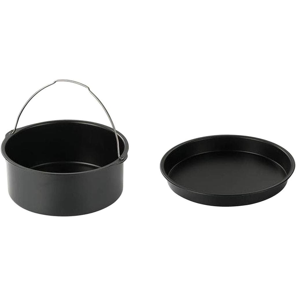 2pcs/set Universal Air Fryer Accessory Set, Include Steel Air Fryer Pizza Pan and Baking Cake Barrel, Nonstick Coating,