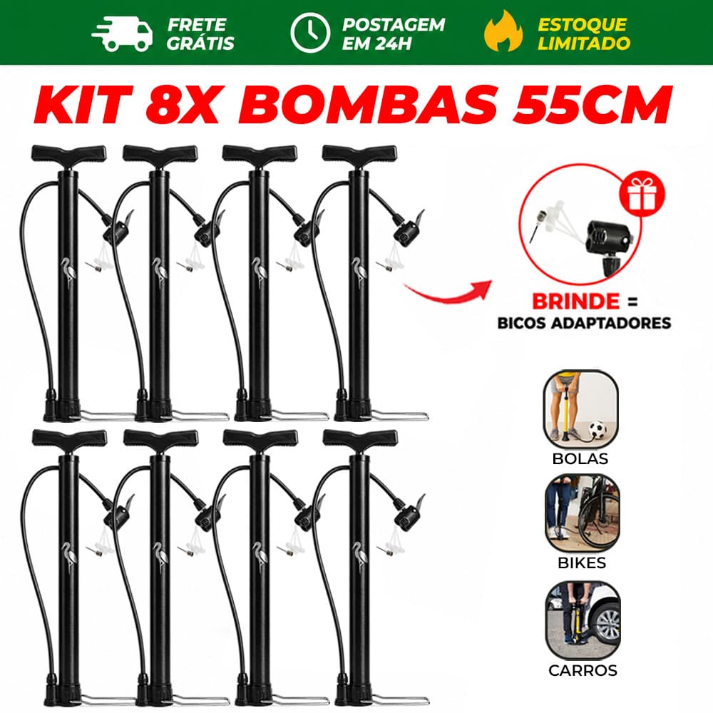8x Bomba de Ar Manual 55cm FBG Para Pneu Bike Moto Bola Envio em 24h Manual