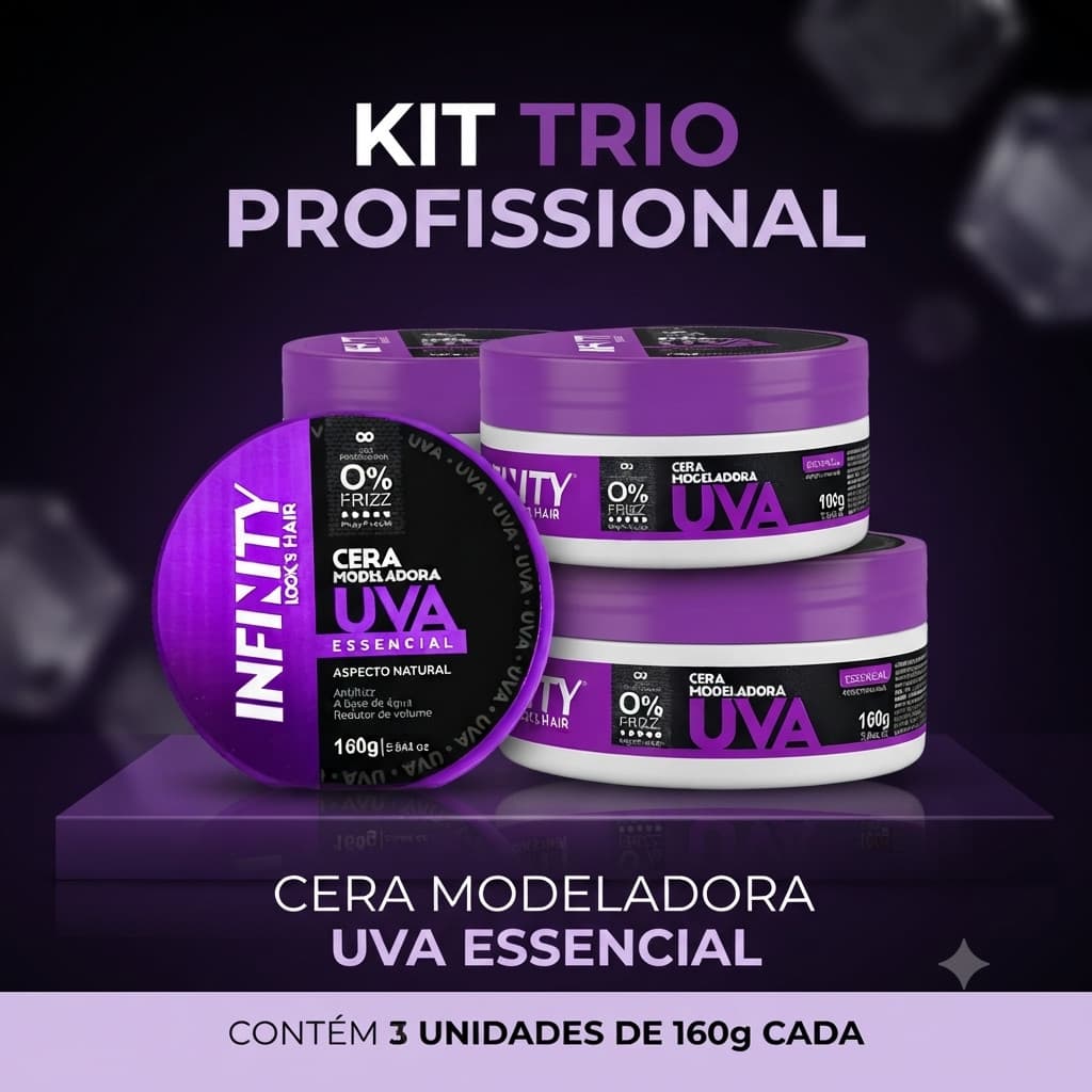 Kit 3 Pomada Modeladora Uva Infinity 160g - Envio 24h