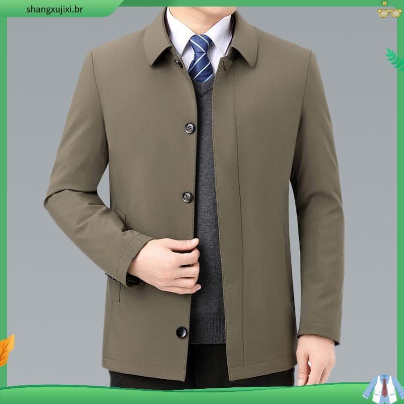 Casaco de algodão masculino de meia-idade lapela primavera outono estilo algodão botão topo pai usar jaqueta Casual de n