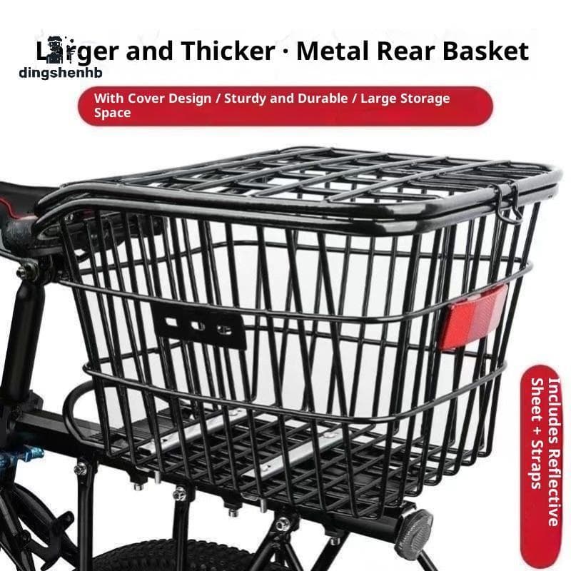 dingshenhb Cesta Traseira De Bicicleta Com Luz De Armazenamento De Assento Traseiro Metal Grande Ciclo Ra Frame Pratelei
