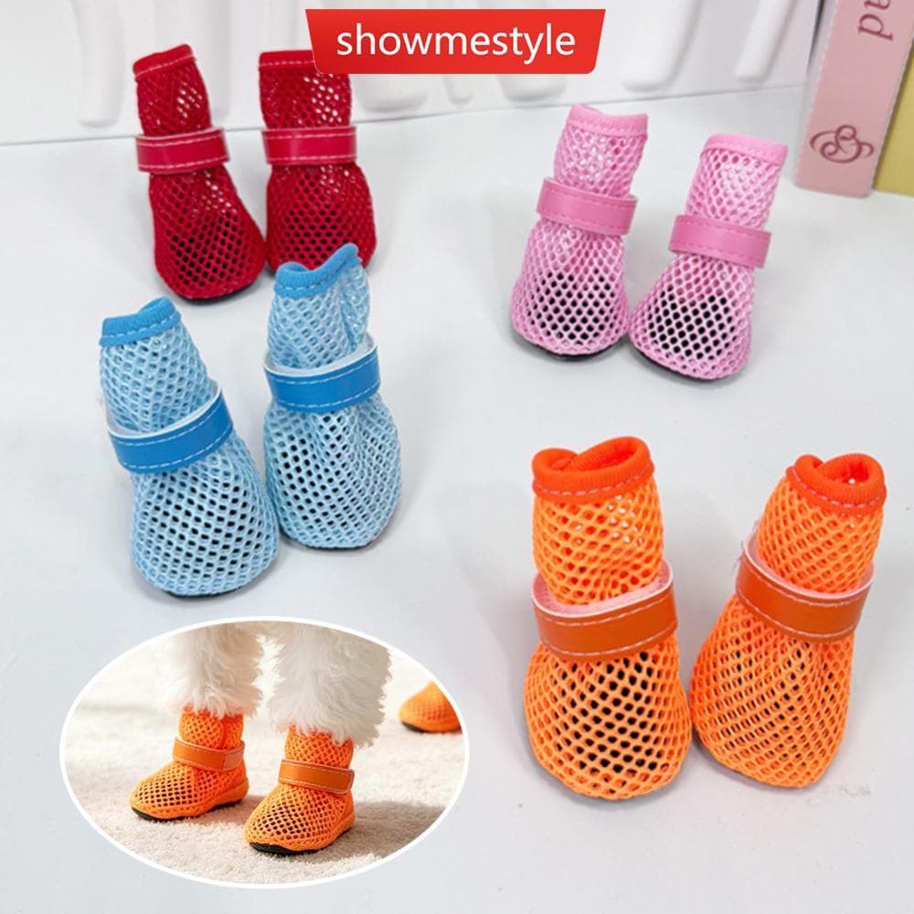 SMS Sapatos De Malha Respirável Para Cães Pequenos Sola Macia Antiderrapante Botas Animais De Estimação Primavera Verão
