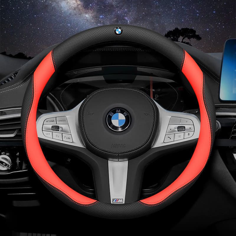Volante de carro de 38CM para BMW Série 1, Série 3, Série 5, X1, X2, iX3, X4, X5, X6, capa de volante de couro, acessóri