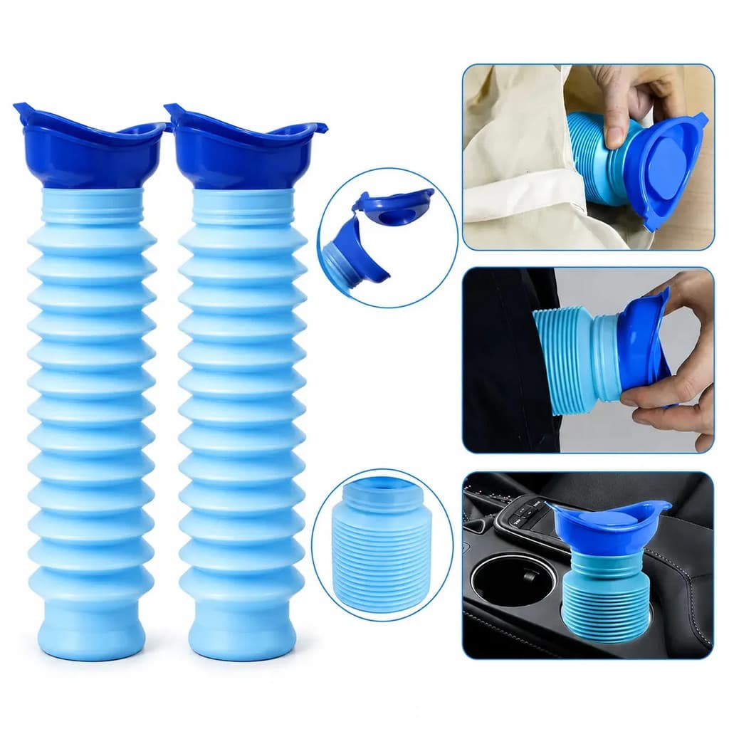 Urinol Mictório Portátil Sanfonado Dobrável Tampa Articulada Sanitário Portátil reutilizavel Sacos de Urina para Camping