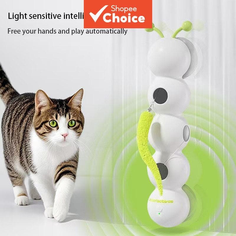 Brinquedo Interativo Do Teaser Gato , Varinha Inteligente Da Lagarta Sensor De Luz Com Ventosa Para Gatos Internos