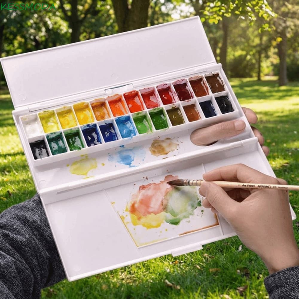 Paleta De Pintura De Viagem , Caixa De Pigmento De Aquarela Reutilizável Dobrável , Bandeja De Mistura Profissional DIY