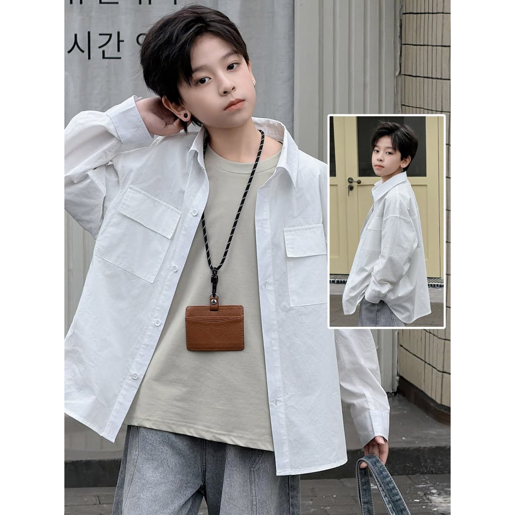 Roupas infantis camisas para meninos de manga comprida macacão Casual Tops roupas de primavera 2026 novo estilo camisas