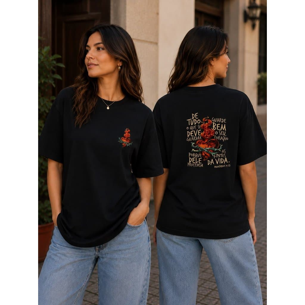 Camisa Camiseta Unissex  Plus Size Fontes Da Vida Provérbios 4:23 100% Algodão