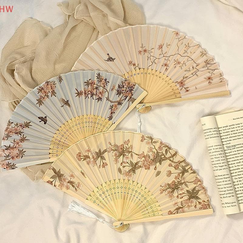 1 unidade de leque de festa portátil, leque decorativo chinês dobrável para dança, decoração de casamento em bambu 0II4