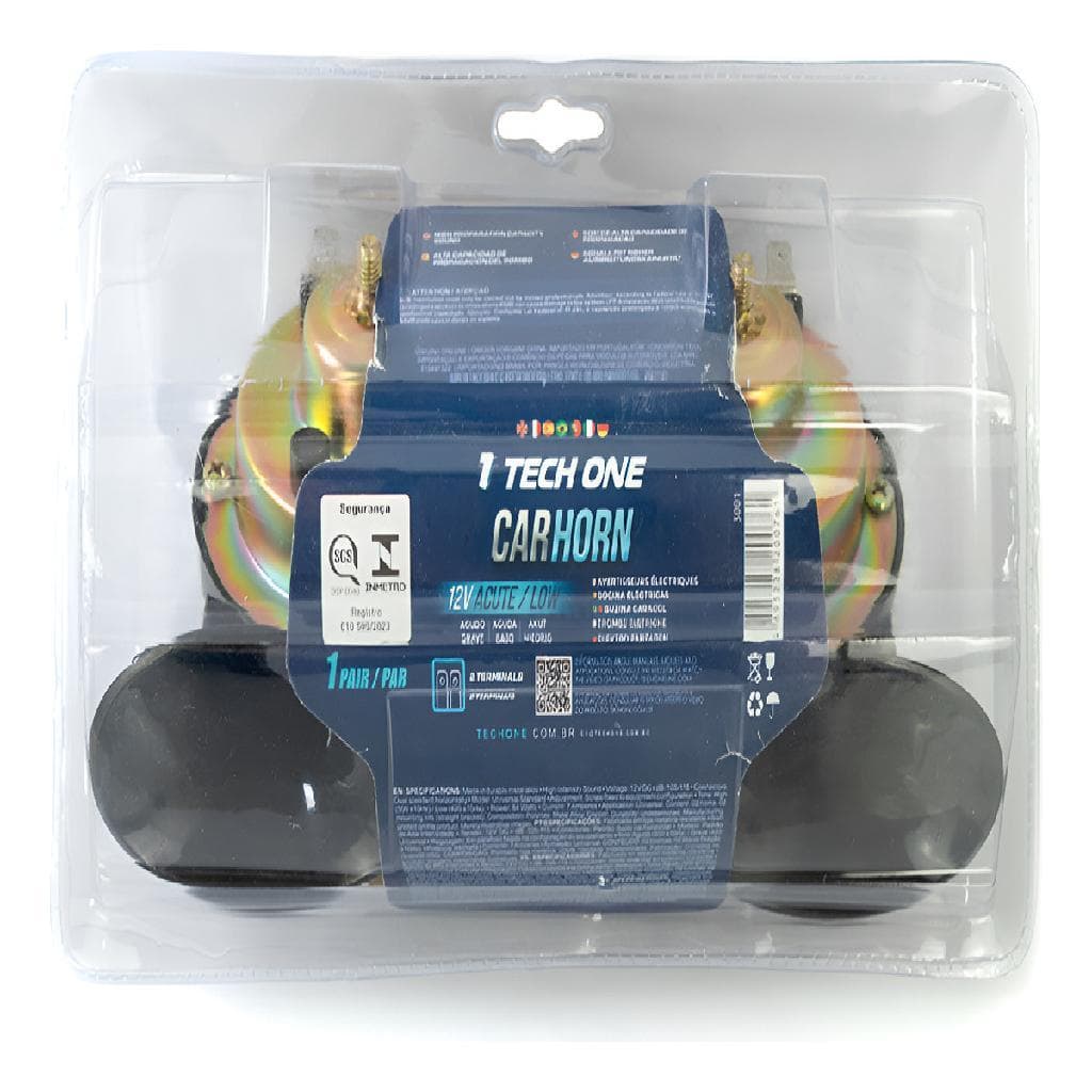 BUZINA T1 12V CARACOL DUPLA 2 TERM GRAVE/AGUDO PAR