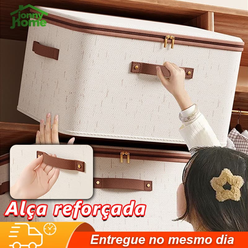 Caixa de armazenamento de 56L roupas de algodão cremalheira  tecido cesta dobrável quarto
