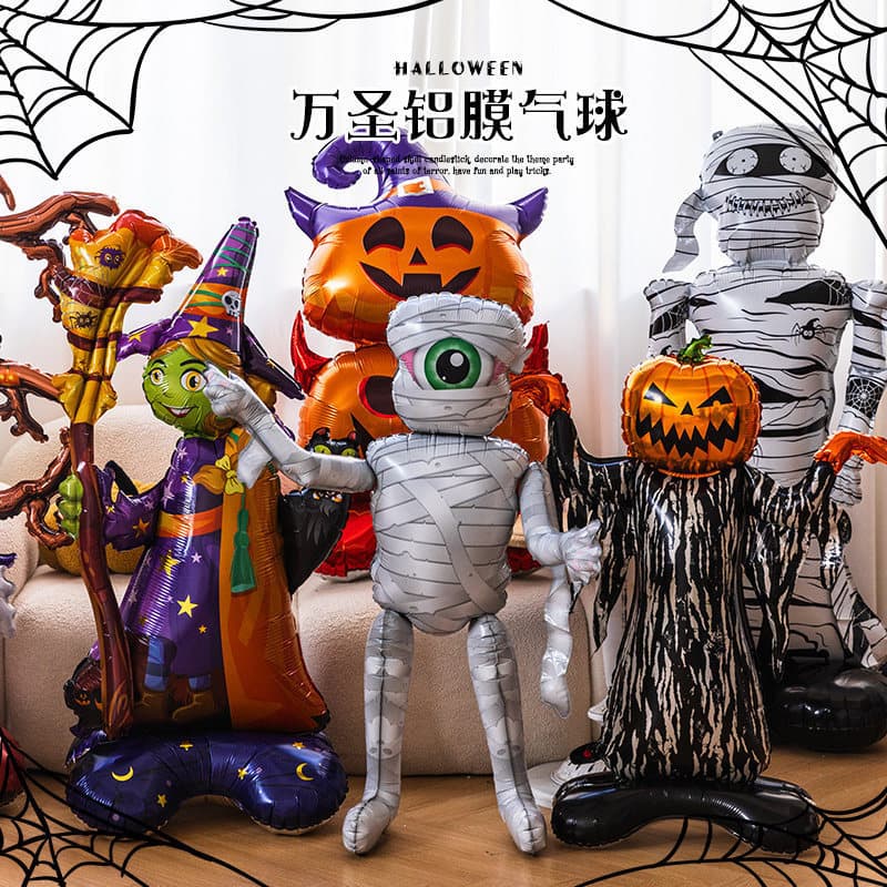 Grande crânio fantasma em pé grande abóbora Halloween filme de alumínio balão fantasma Festival Shopping Bar cena decora