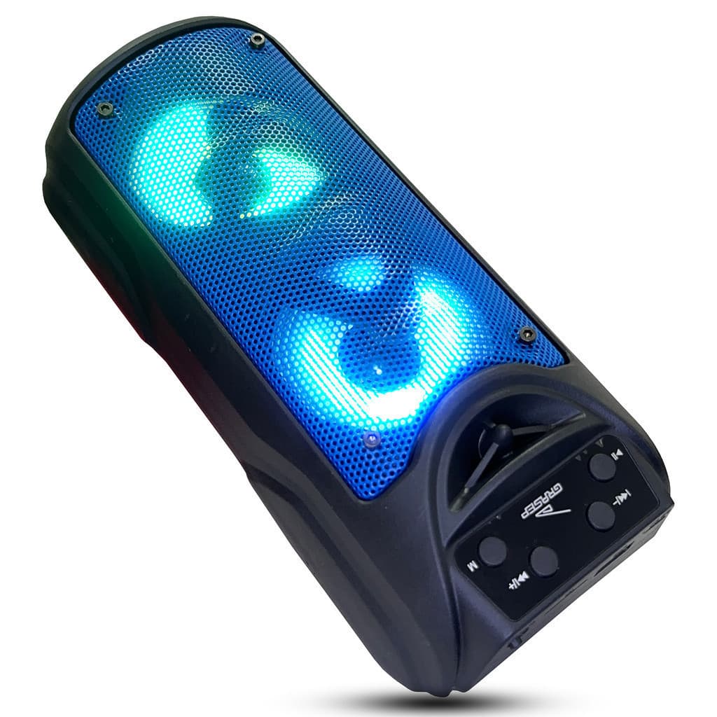 Caixa de Som Bluetooth Potente TWS com 2 Alto-Falantes LED RGB Bateria Recarregável Longa Duração