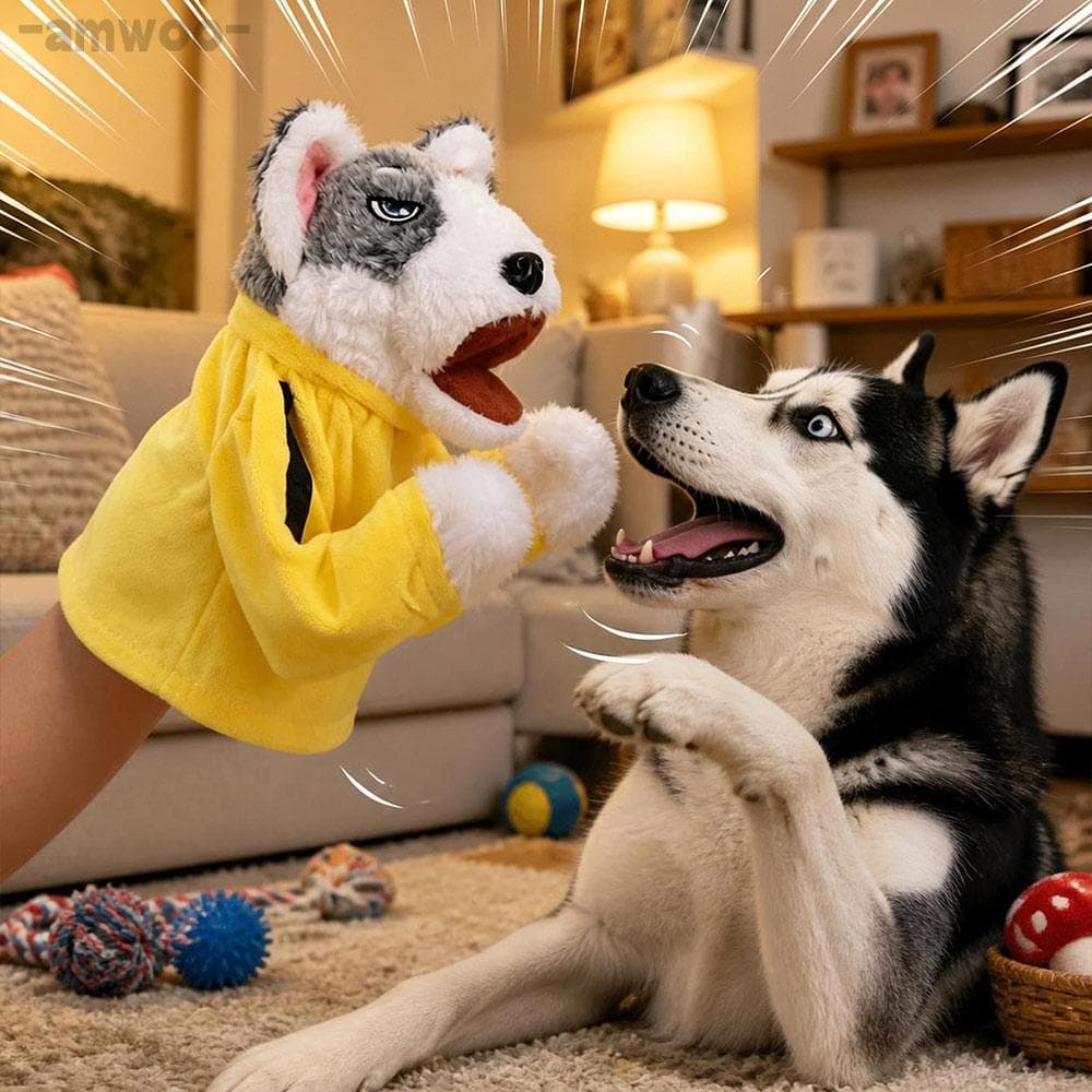 Boneca De Cachorro De Boxe AMWOO , Presente Para Crianças , Fantoche De Mão Vocal Husky De Batalha , Criativo Com Brinqu