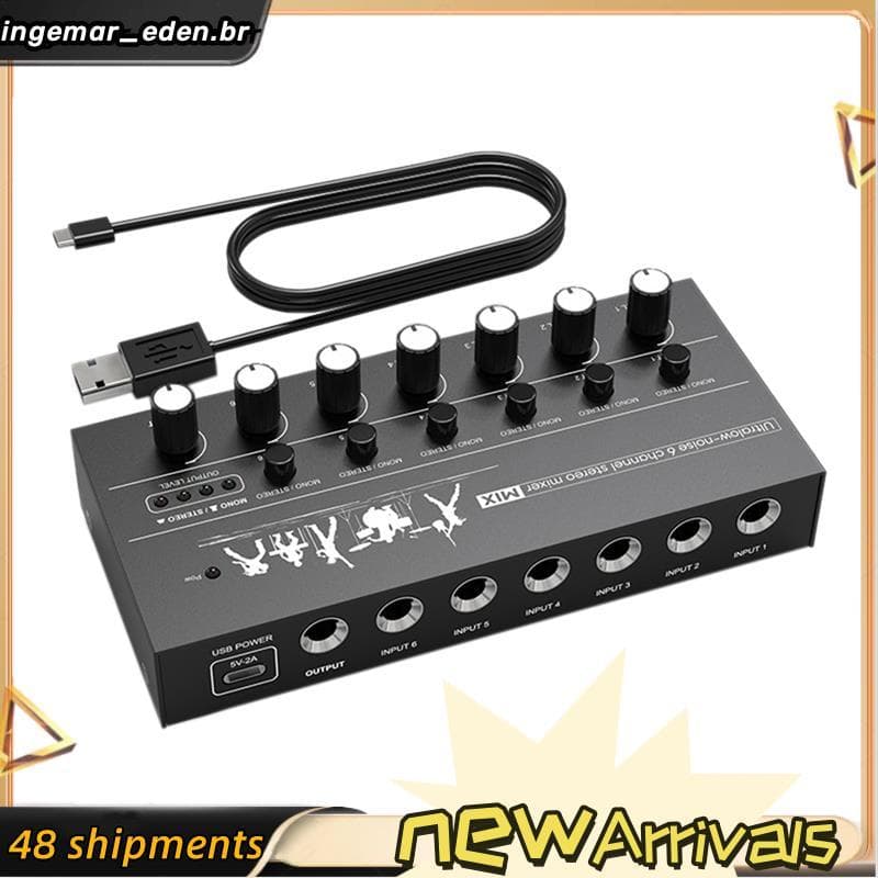 Mixer De Áudio Compacto De 6 Canais , Ruído Ultrabaixo , Estéreo De Alto Desempenho Para Guitarras , Teclados