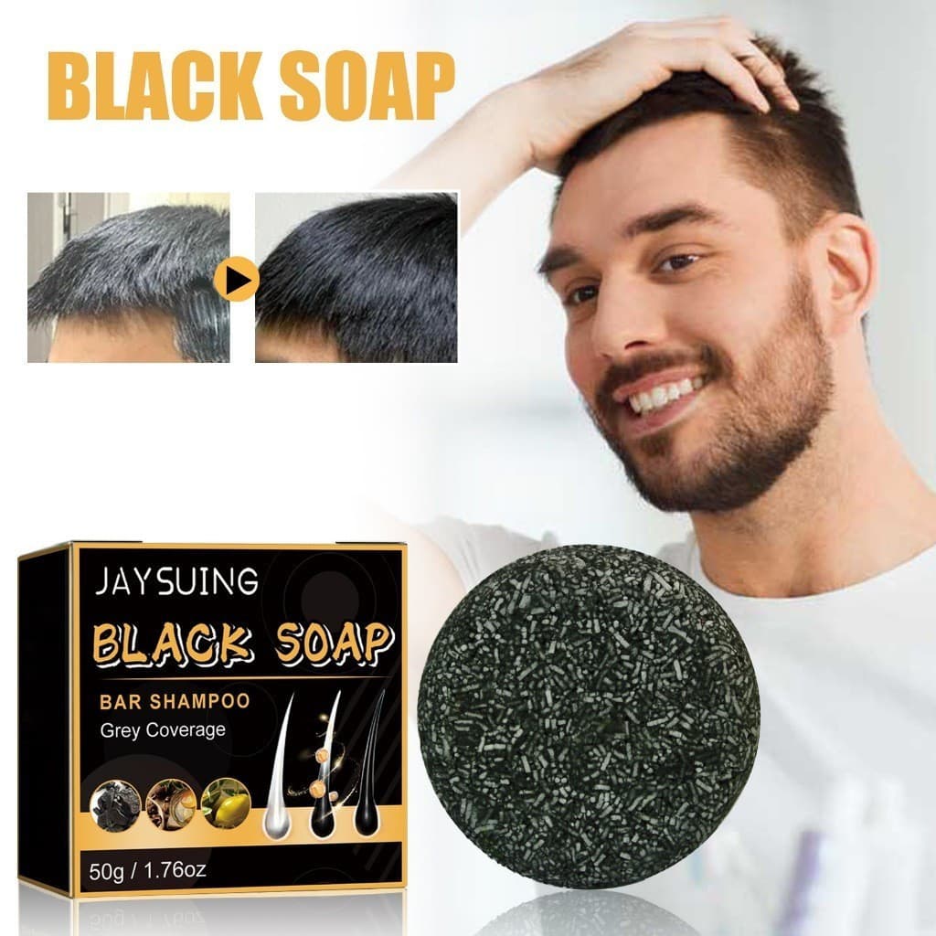 Barra de Cobertura de Cabelos Grisalhos 50g - Sabonete Shampoo Preto para Escurecer os Cabelos - Cabelos Grisalhos - Nut