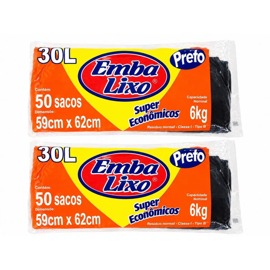 Kit Saco de Lixo Embalixo 50 sacos de 30 litros - 2 unidades