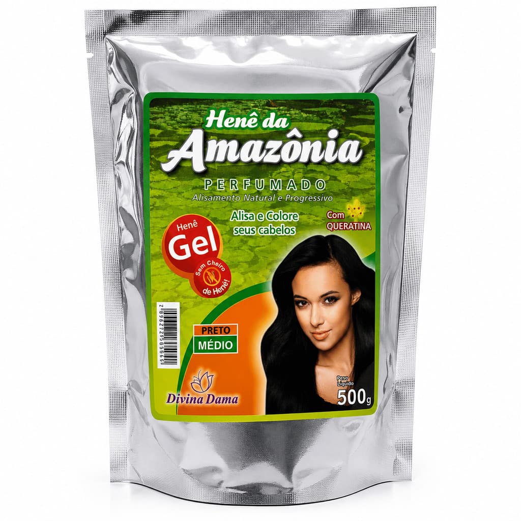 Henê Da Amazônia Em Gel Preto Médio 500g