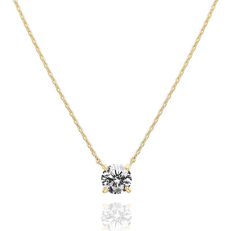 Branco Moissanite clássico quatro garras clavícula corrente fresco simples pingente colar senhoras Commuter diário All-M