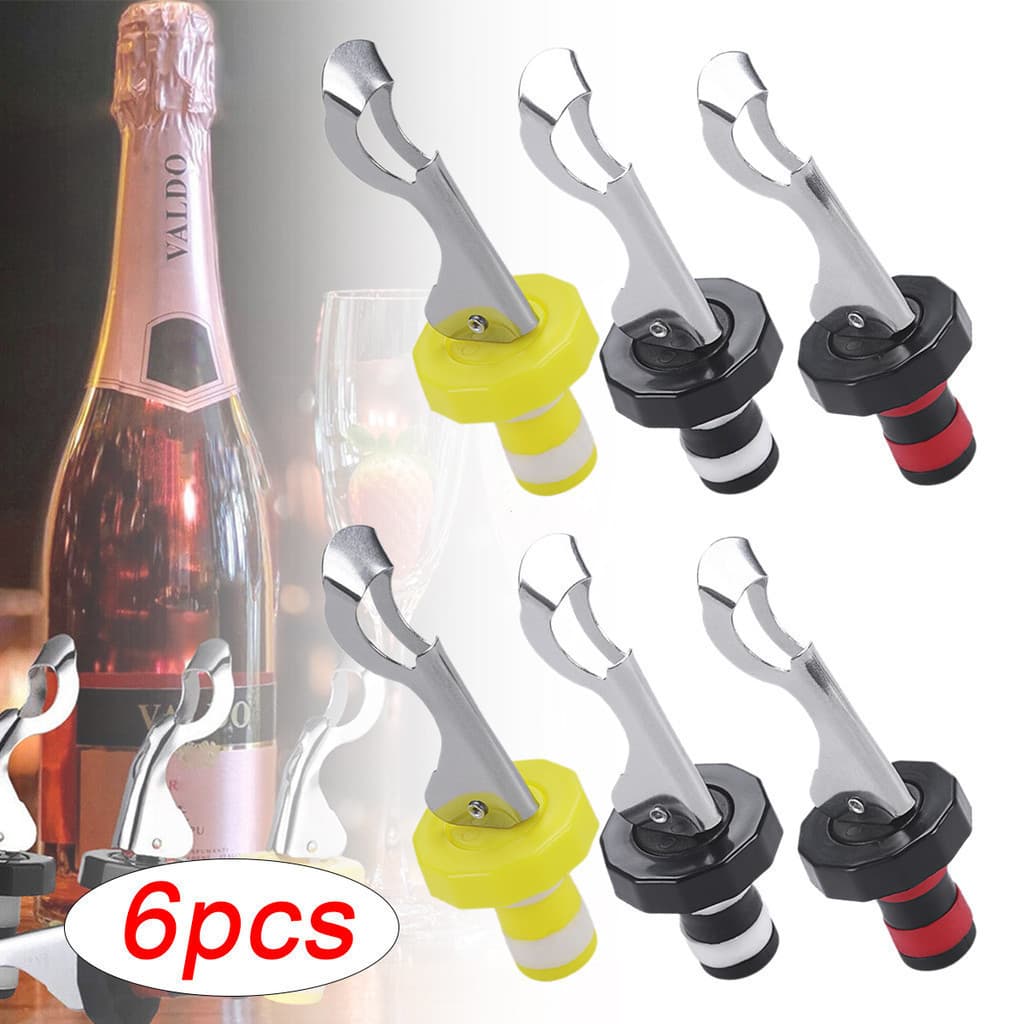 6 Pçs Rolhas De Vinho Reutilizáveis Silicone Vácuo Garrafa Rolha Expansão Manual Bebida Acessórios